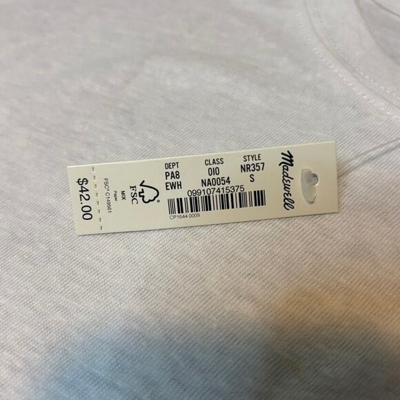 Madewell White Linen Blend Oversized Relaxed Tee Shirt Small NWT - Picture 9 of 9